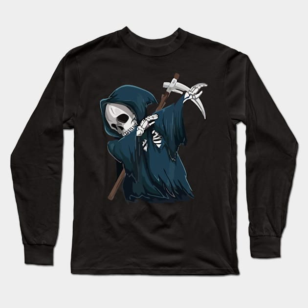 Funny Dabbing Grim Reaper Skeleton Long Sleeve T-Shirt by jargony